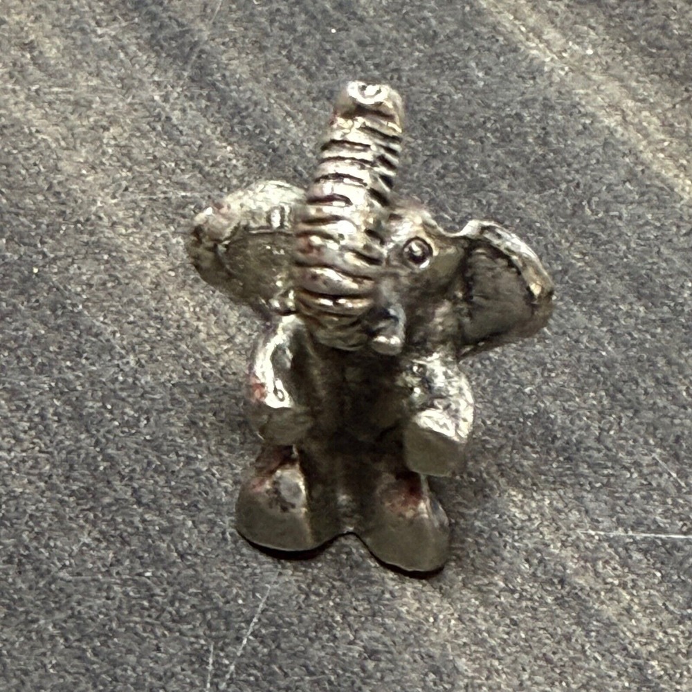 Vintage Elephant Silver Tone Good Luck Trunk‎ Up Animal MINIATURE